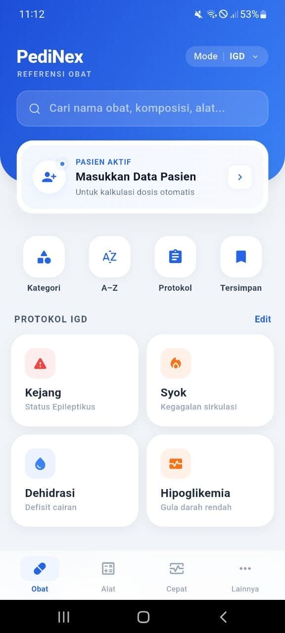 Emergency IGD protocols in PediNex app